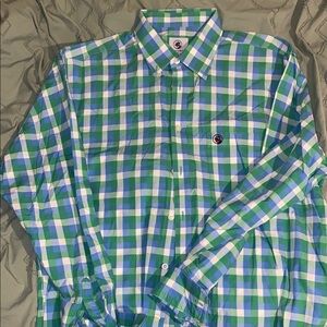 Green and Blue Checkered Men's Shirt